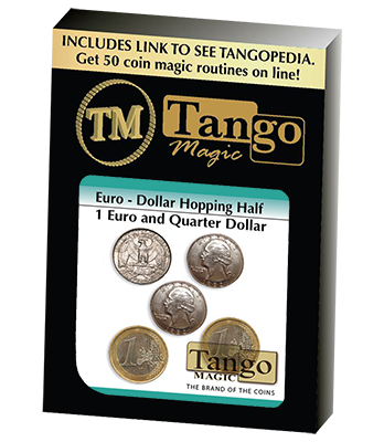 Euro-Dollar Hopping Half (1 Euro and Quarter Dollar) by Tango Magic-Trick (ED004)