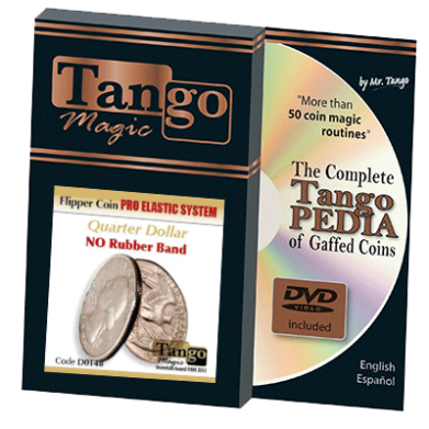 Flipper Coin Pro Elastic System (Quarter Dollar DVD w/Gimmick)(D0148) by Tango - Trick