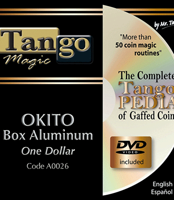 Okito Coin Box (Aluminum w/DVD)(A0026) One Dollar by Tango Magic - Tricks