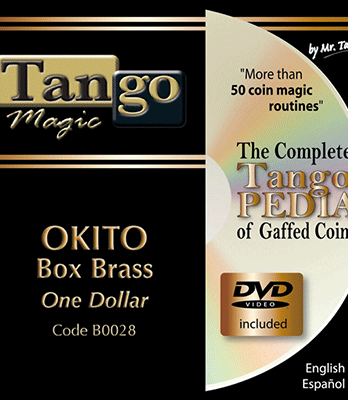 Okito Coin Box (BRASS w/Online Instructions)(B0028) One Dollar by Tango Magic - Trick