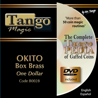 Okito Coin Box (BRASS w/Online Instructions)(B0028) One Dollar by Tango Magic - Trick
