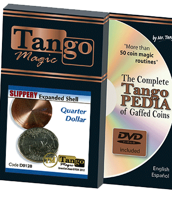 Slippery Shell Quarter (w/DVD)(D0128) by Tango Magic - Tricks