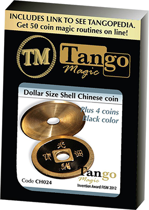 Dollar Size Shell Chinese Coin (Black) by Tango Magic (CH024)