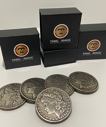 Replica Morgan Expanded Shell plus 4 coins (Gimmicks and Online Instructions) by Tango Magic - Trick