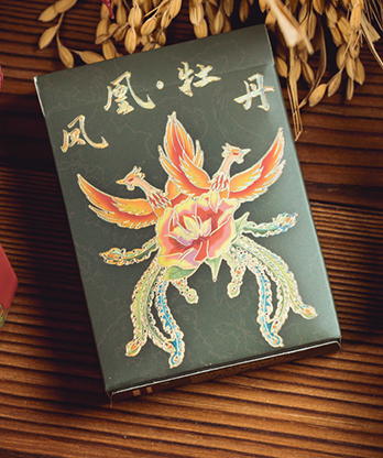 Phoenix and Peony (Green) Playing Cards by Bacon Playing Card Company