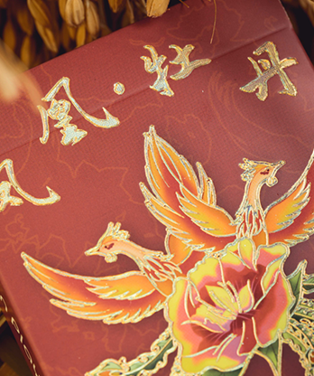 Phoenix and Peony (Red) Playing Cards by Bacon Playing Card Company