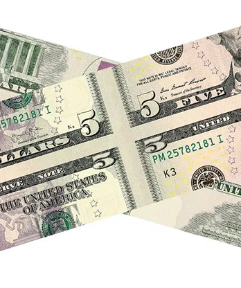 MAGIC MISMADE BILL (USD 5 Dollar Bill) by Diamond Jim Tyler