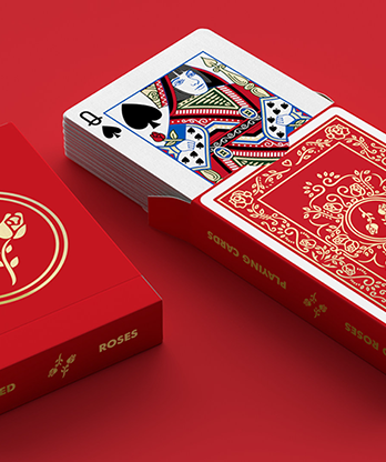 Red Roses Gold Foil Playing Cards (Fully Marked)