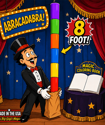 8 Foot Appearing Multi-Color Pole by Big Guy's Magic - Coloring Book Kicker Finale